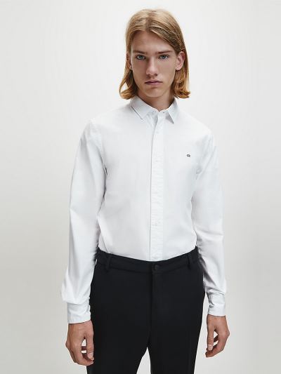 Calvin Klein Ruhák HU671202 | Calvin Klein Slim Poplin Stretch Férfi Ing Világos Fehér
